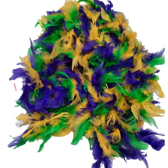 Mardi Gras Purple Green Gold 3 Ct Chandelle Feather Boa 45 gm 2 yds - Picture 3 of 3